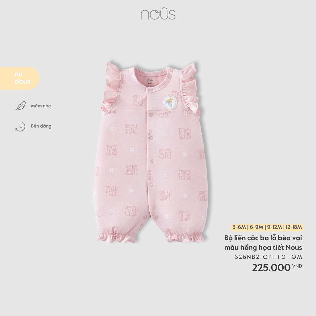 Nous Baby Bộ liền cộc ba lỗ, body cộc bé trai bé gái cài thẳng thêu hình dễ thương cho bé từ 5.5-10.5kg BST T3