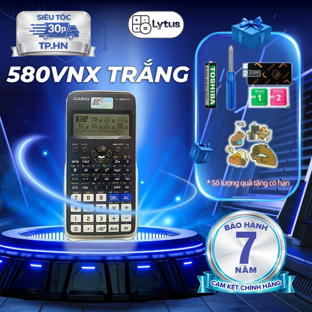 Máy tính casio 580 cũ (độ mới 70-99%) chính hãng bảo hành lên đến 7 năm