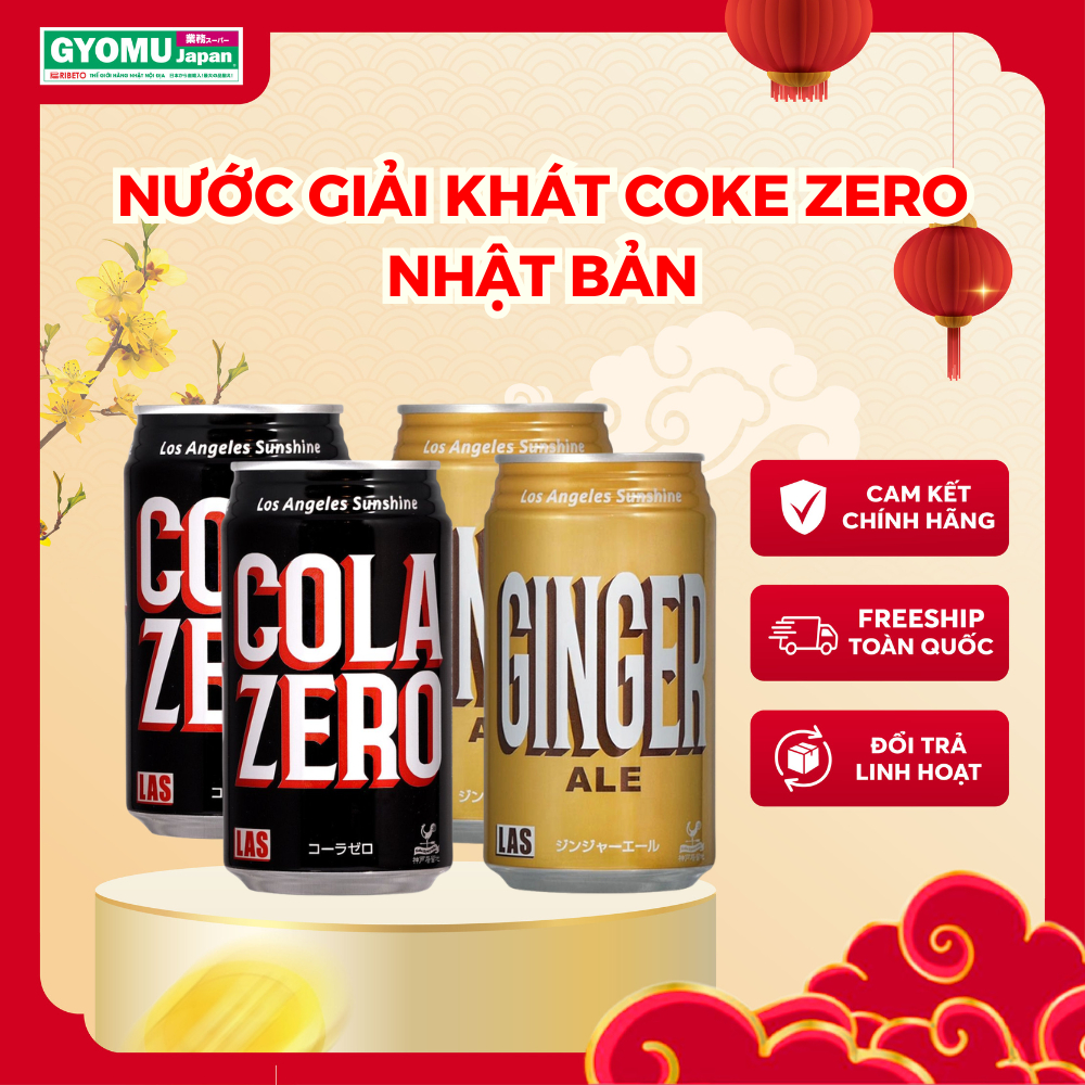 Nước giải khát Coke zero ,Ginger Ale lon 350ml - Gyomu