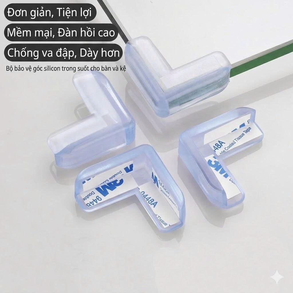 Set 4 bọc góc cạnh bàn bằng silicon nhiều hình tiện lợi an toàn cho bé