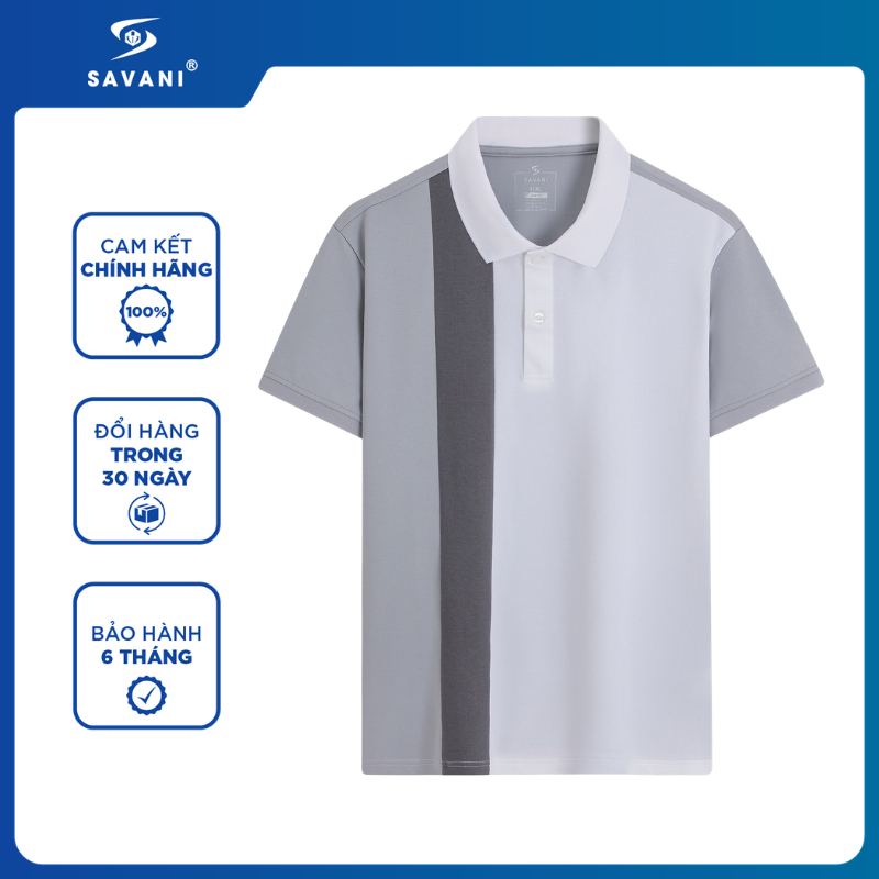 Áo Polo Nam Ngắn Tay Kẻ Phối SAVANI, Form SlimFit Tôn Dáng Phong Cách Trẻ Trung MPS324S5