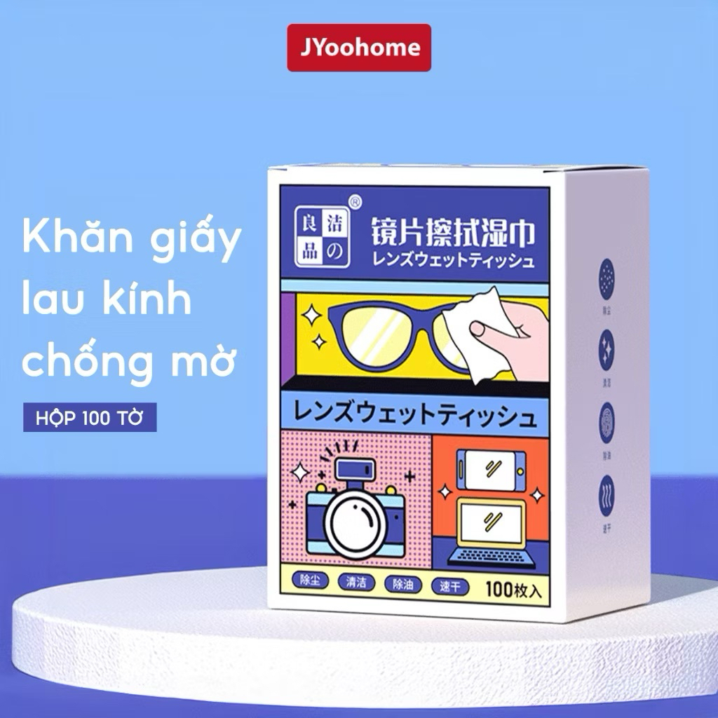 Khăn Giấy Lau Kính Nano Chống Mờ, Chống Mốc – Hộp 100 Tờ Lau Mắt Kính, Điện Thoại, Máy Ảnh