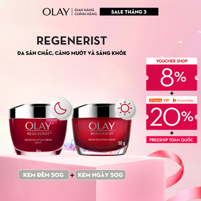 [Meta] Bộ Kem Dưỡng Ẩm OLAY REGENERIST Ngày & Đêm Căng Mướt, Sáng Khỏe & Phục Hồi Dấu Hiệu Lão Hóa 50GX2