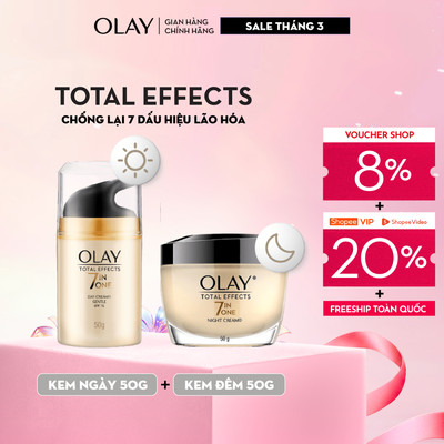 [Meta] Bộ Kem Dưỡng OLAY TOTAL EFFECTS Ngày & Đêm Phục Hồi & Ngăn 7 Dấu Hiệu Lão Hóa 50Gx2