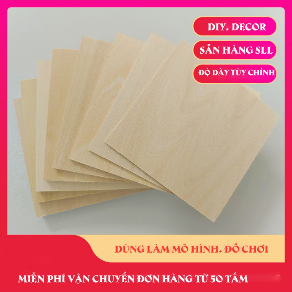 -Gỗ-Basswood-Plywood 3mm(2.8-3mm) -Cắt-Laser-CNC-In-UV Theo Yêu Cầu DIY Handmade 20x30 30x30 45x45