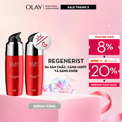 [Meta] Combo 2: Serum OLAY REGENERIST Căng Mướt, Sáng Khỏe & Phục Hồi Dấu Hiệu Lão Hóa 50ML X2
