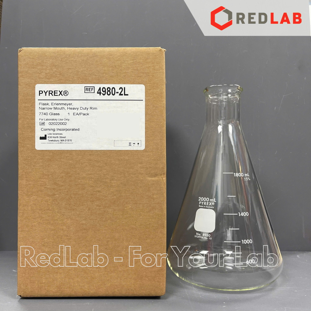 Bình tam giác cổ hẹp PYREX Class A 1L 2L Erlen, ASTM thuỷ tinh Borosilicate, có VAT
