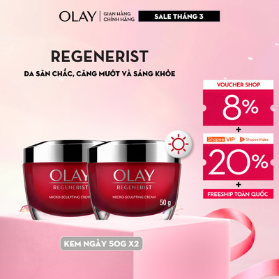 [Meta] Bộ Kem Dưỡng Ẩm OLAY REGENERIST Ban Ngày Căng Mướt, Sáng Khỏe & Phục Hồi Dấu Hiệu Lão Hóa 50GX2