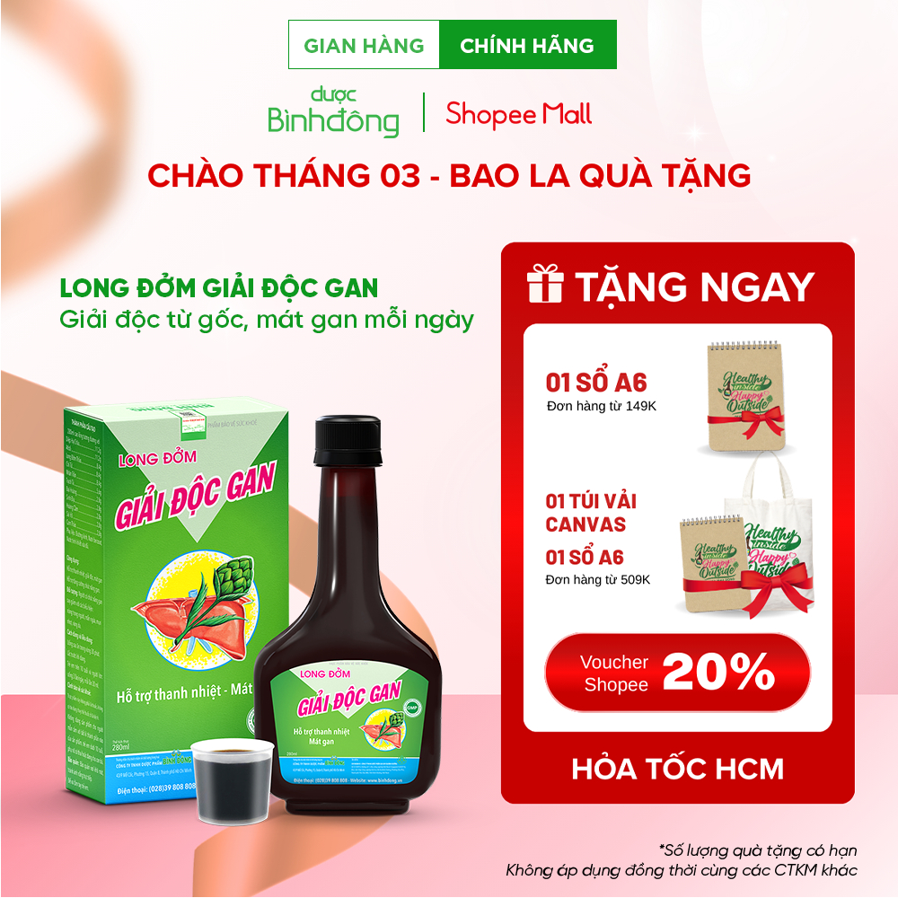 Long Đởm Giải Độc Gan của Dược Bình Đông thanh nhiệt, giải độc, mát gan - chai 280ml