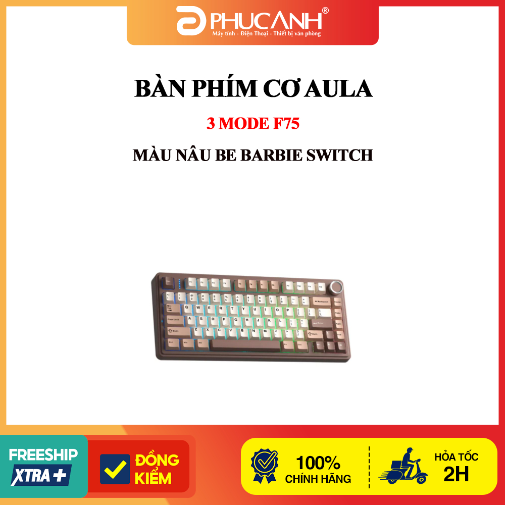 Bàn phím cơ Aula 3 MODE F75 màu Nâu be Barbie switch