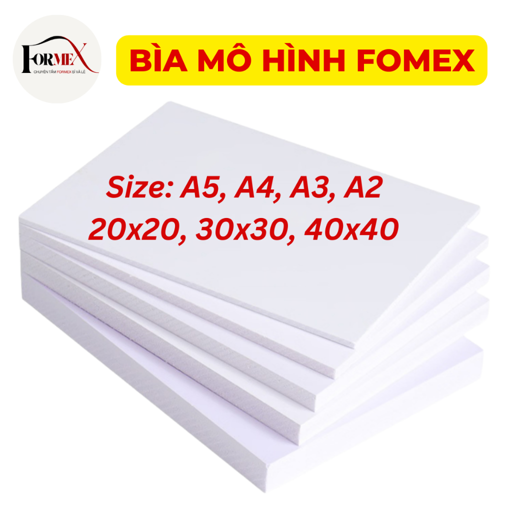 [HỎA TỐC HCM] Tấm Fomex dày 3mm/ 5mm/ 8mm/ 10mm, kích thước A5, A4, A3, A2, 20x20, 30x30, 40x40 cm