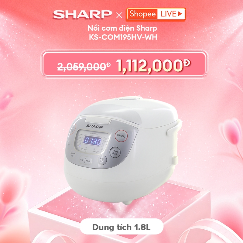 Nồi cơm điện tử Sharp KS-COM195HV-WH 1.8L [12 Chức năng nấu] - Bảo hành 12 tháng