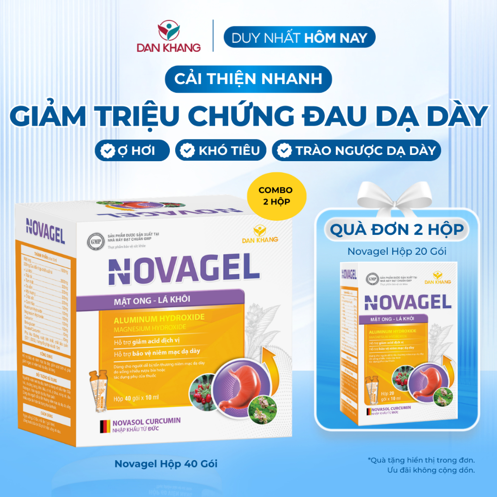 Gói hỗ trợ bảo vệ niêm mạc dạ dày giảm trào ngược dạ dày viêm loét dạ dày Novagel