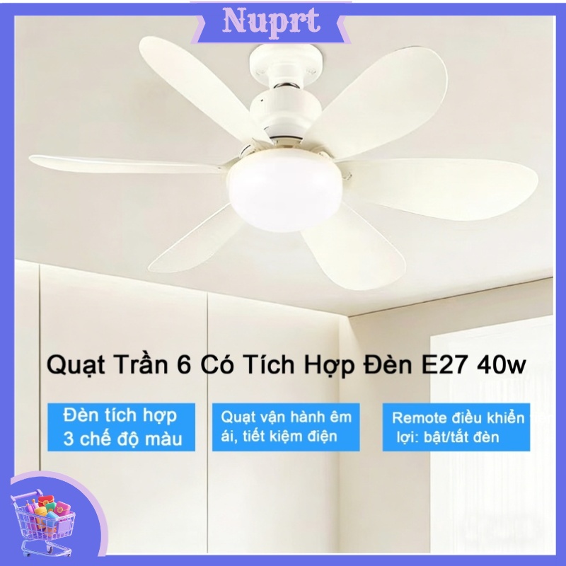 E27 Quạt Trần Đèn Chùm LED 30W Đèn Phòng Khách Phòng Ngủ Có Remote 3 Màu Điều khiển từ xa lắp đặt dễ dàng