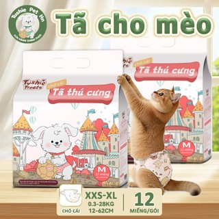 【Con mèo】Tã thú cưng Tushie Treats，Tã cho mèo，Siêu thấm hút，Đầy đủ các kích cỡ，Phù hợp với mèo mọi kích cỡ