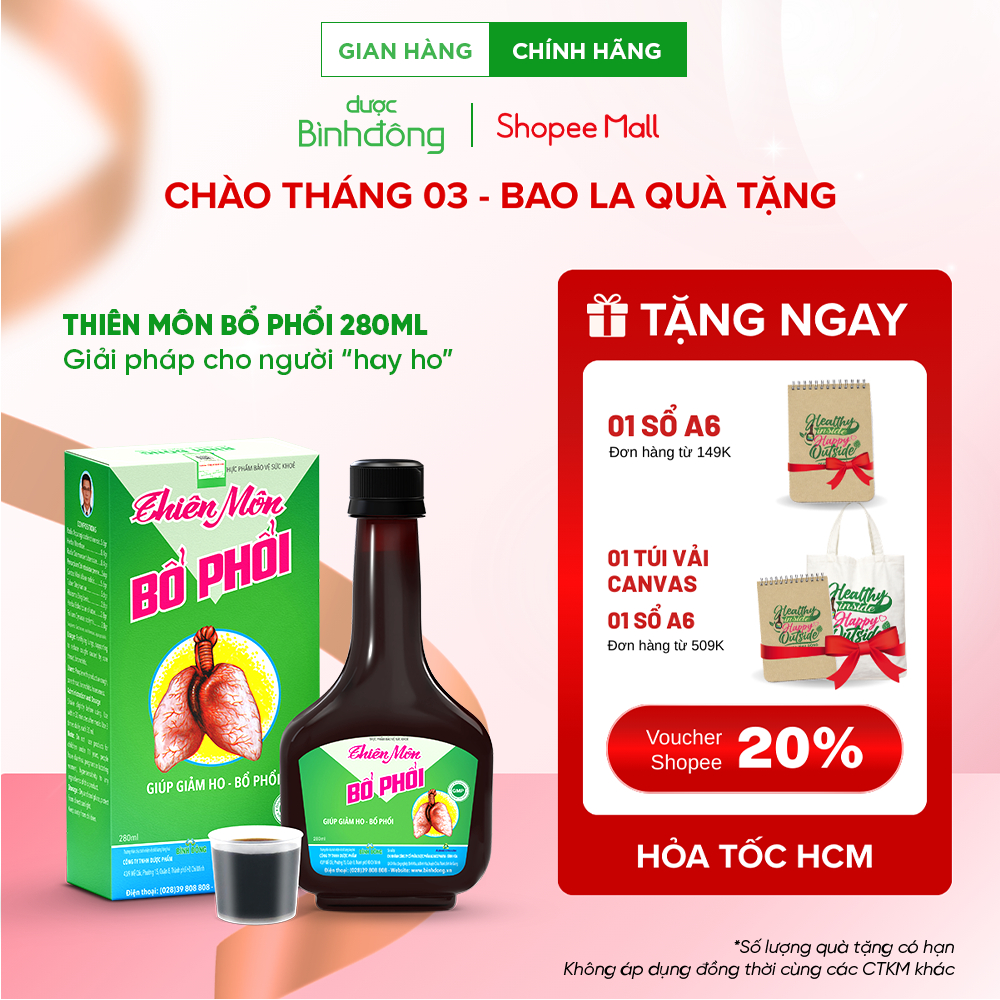 Thiên Môn Bổ Phổi Bình Đông Giúp giảm ho, Bổ phổi Chai 280ml