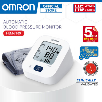 Máy Đo Huyết Áp Tự Động Omron EZ Lite HEM-7180 - Phát Hiện Nhịp Tim Bất Thường Chỉ Báo Tăng Huyết Áp