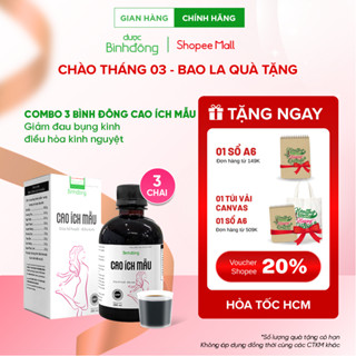Combo 3 chai Bình Đông Cao Ích Mẫu - Hỗ trợ giảm đau bụng kinh, điều hòa kinh nguyệt - chai 280ml