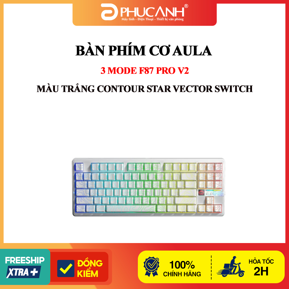 Bàn phím cơ Aula 3 MODE F87 Pro V2 Màu Trắng Contour Star Vector switch