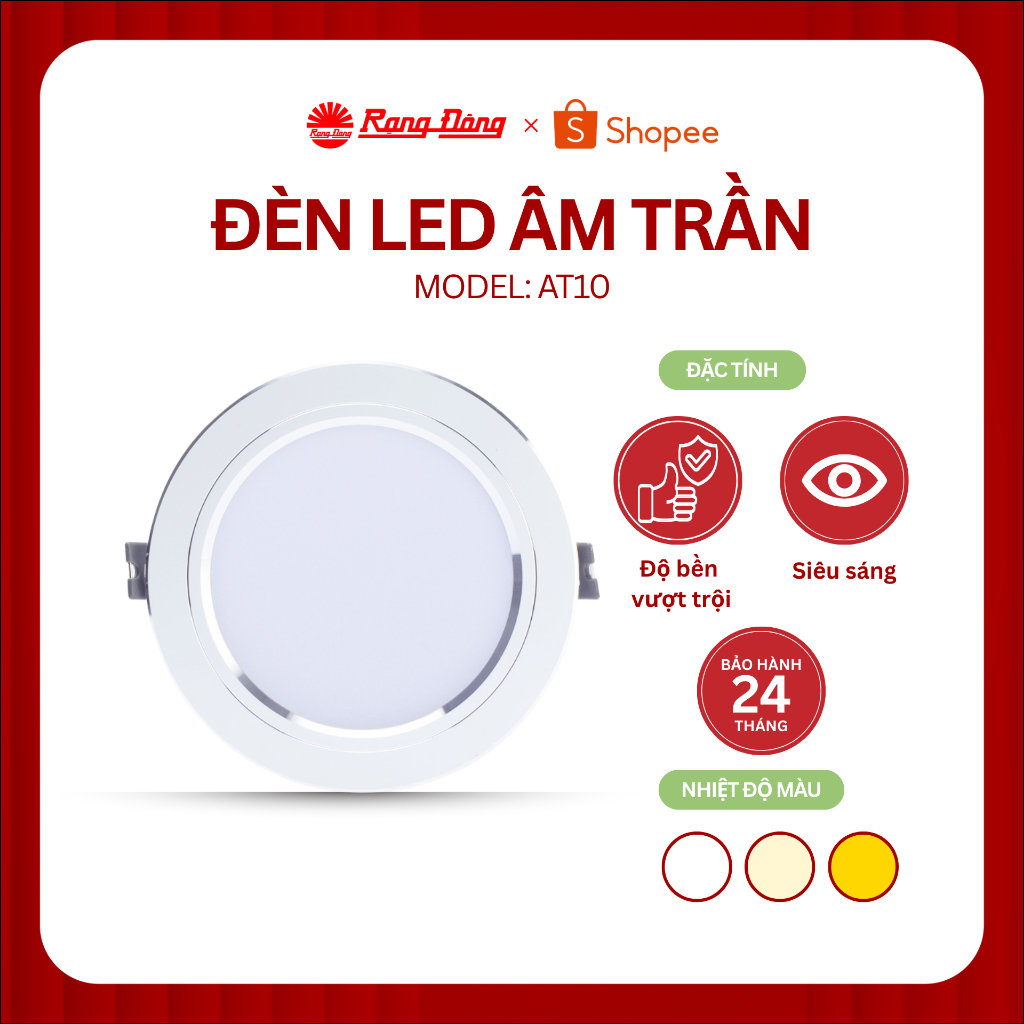 Đèn LED Âm trần Downlight Rạng Đông AT10 90/8W