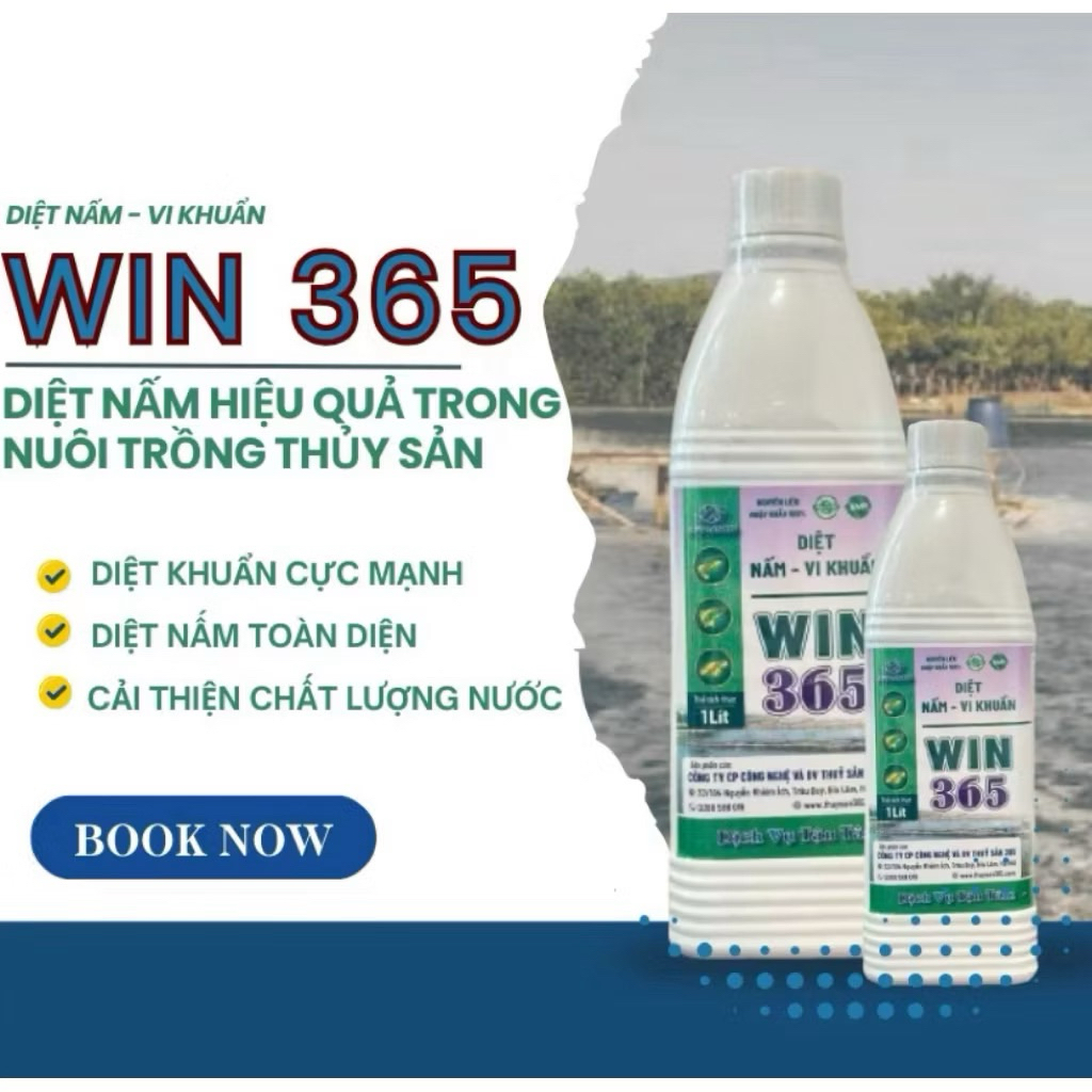 WIN 365 – Diệt nấm, vi khuẩn hiệu quả trong nuôi trồng thủy sản,chai 1lit