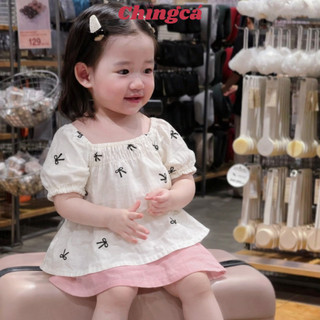 Combo áo bé gái, áo dáng babydoll tay bồng, áo bé gái chất liệu tơ đũi lụa Hàn Quốc cực mát cho bé gái, áo mùa hè cc015