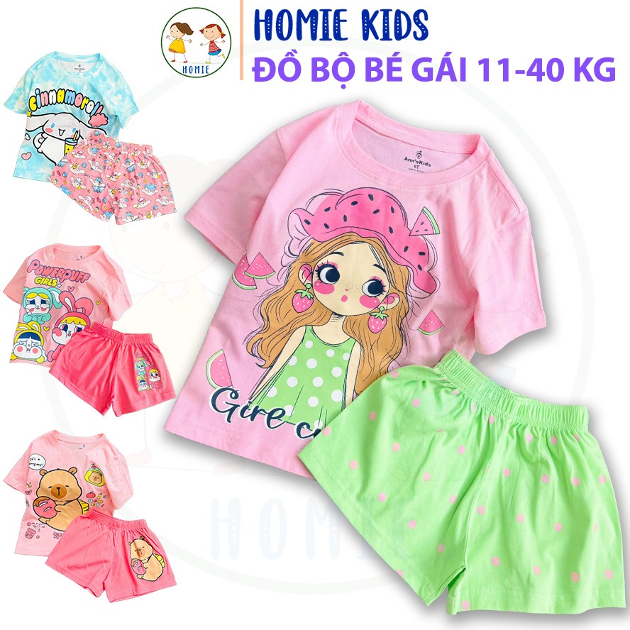 Set bộ cộc tay bé gái size đại 11-40 kg quần áo trẻ em thun cotton in hình công chúa pony melody đẹp sắc nét Homie Kids