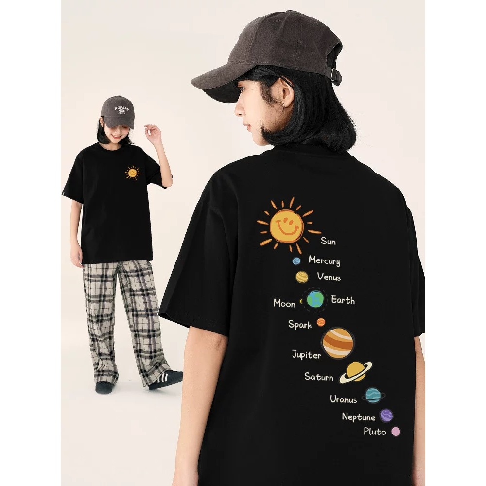 Áo phông form rộng in họa tiết Ngân Hà phong cách vũ trụ, chất cotton mềm mại áo đôi t shirt by cott