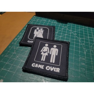 Patch vải viền thêu Game Over 6cm.