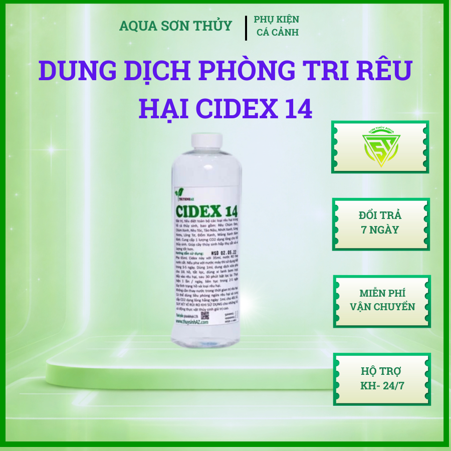 Dung dịch phòng tri rêu hại Cidex 14 chai 500ml - Chuyên dụng cho cây thủy sinh