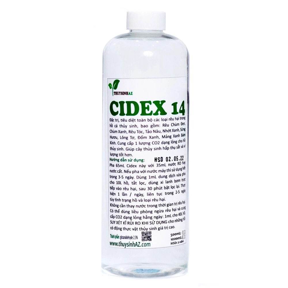 Dung dịch phòng tri rêu hại Cidex 14 chai 500ml - Chuyên dụng cho cây thủy sinh