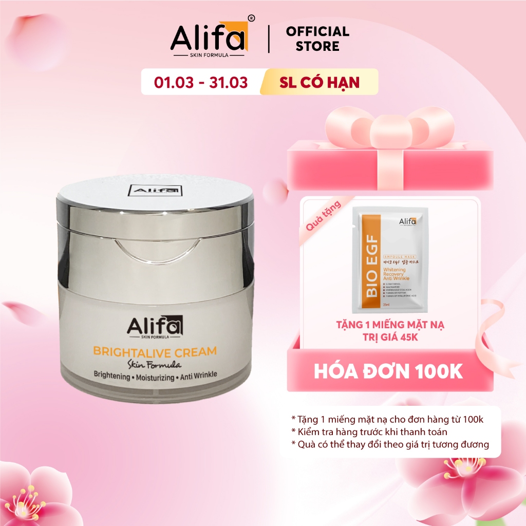 Kem dưỡng Brightalive Cream Alifa 50ml dưỡng ẩm, dưỡng trắng da, giảm thâm nám, trắng sáng da