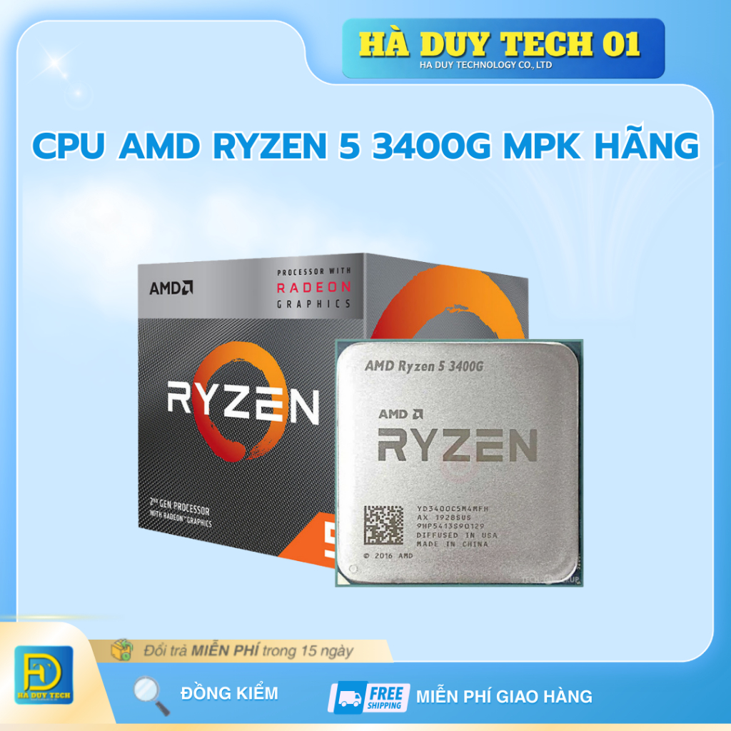 CPU AMD RYZEN 5 3400G MPK Hãng - Cam Kết Chính Hãng - BH 36T - Ha Duy Tech