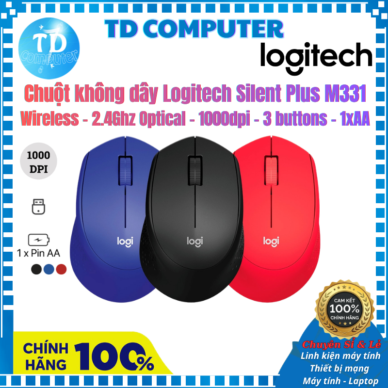Chuột không dây Logitech Silent Plus M331 Wireless – 2.4Ghz Optical - 1000dpi - 1xAA - Hàng chính hã