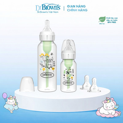 Combo 2 bình sữa Dr.Brown's cổ hẹp nhựa PP Option Plus, dung tích 120ml và 250ml-02005