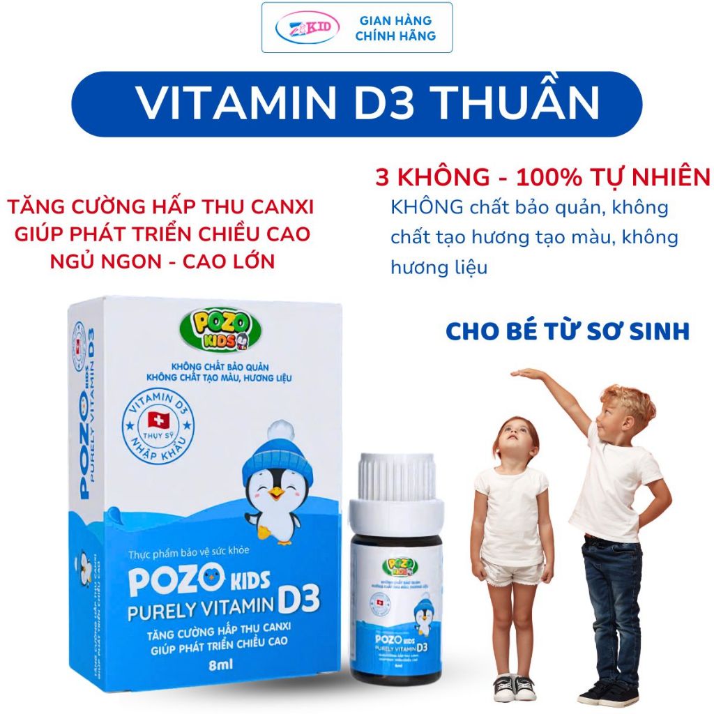 Vitamin D3 thuần POZOKIDS nhỏ giọt bổ sung vitamin D3 cho trẻ sơ sinh
