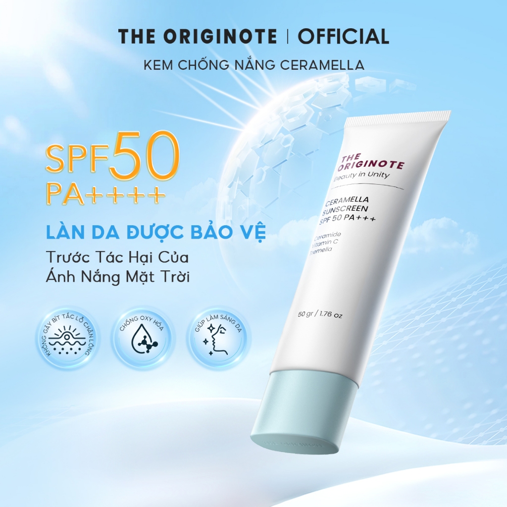 Kem chống nắng Ceramella SPF50 PA+++ The Originote chống nắng mặt phục hồi da skincare sunscreen 50g