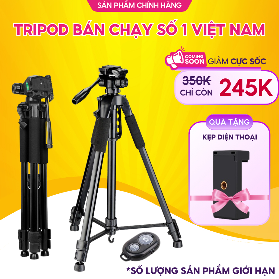 Tripod điện thoại chân máy ảnh máy quay phim Weifeng WT 3520 hàng chính hãng tặng kèm kẹp điện thoại