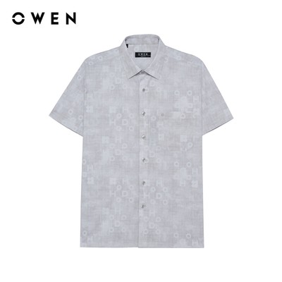 Owen - Áo sơ mi ngắn tay Body Fit AB255063NT màu Be chất liệu Modal Lenzing
