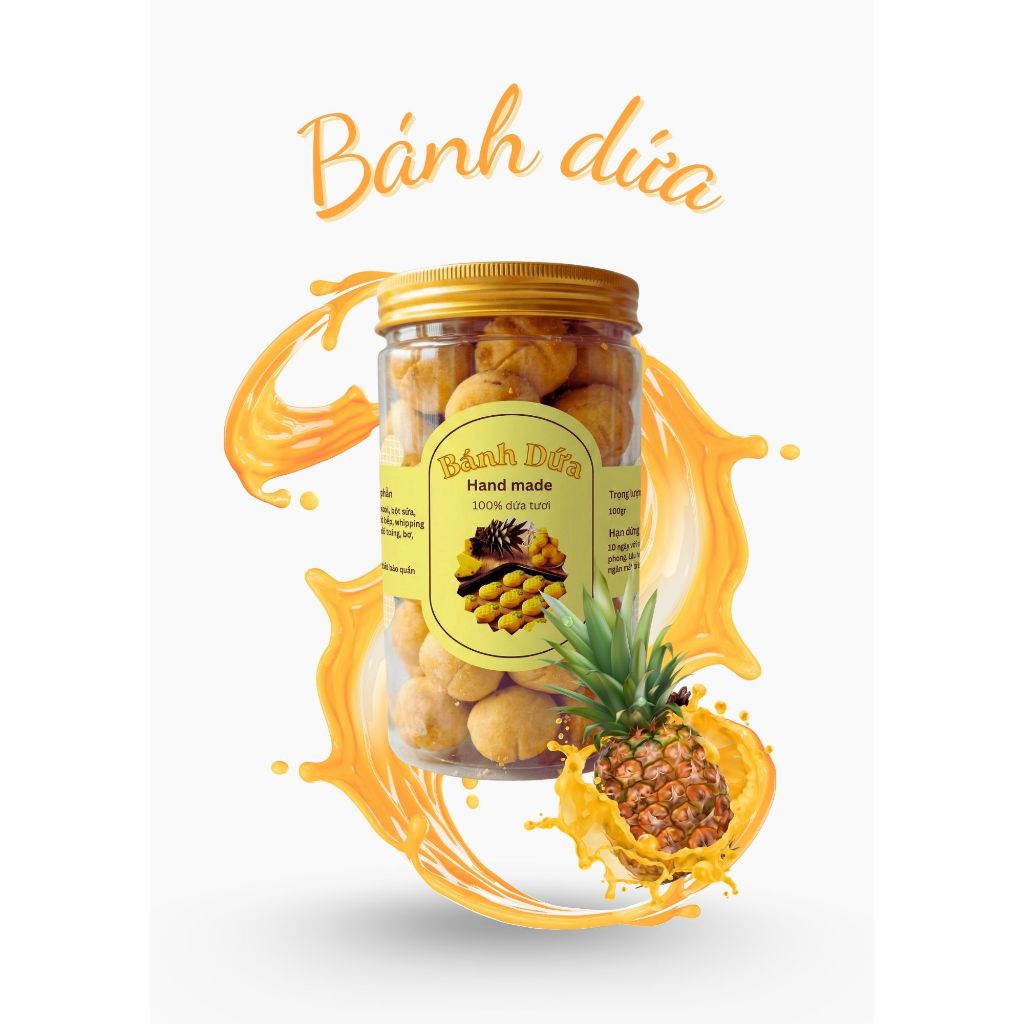 Bánh Dứa Mini cao cấp, Handmade Nhân Dứa Sên Đường Vàng Mềm Tan