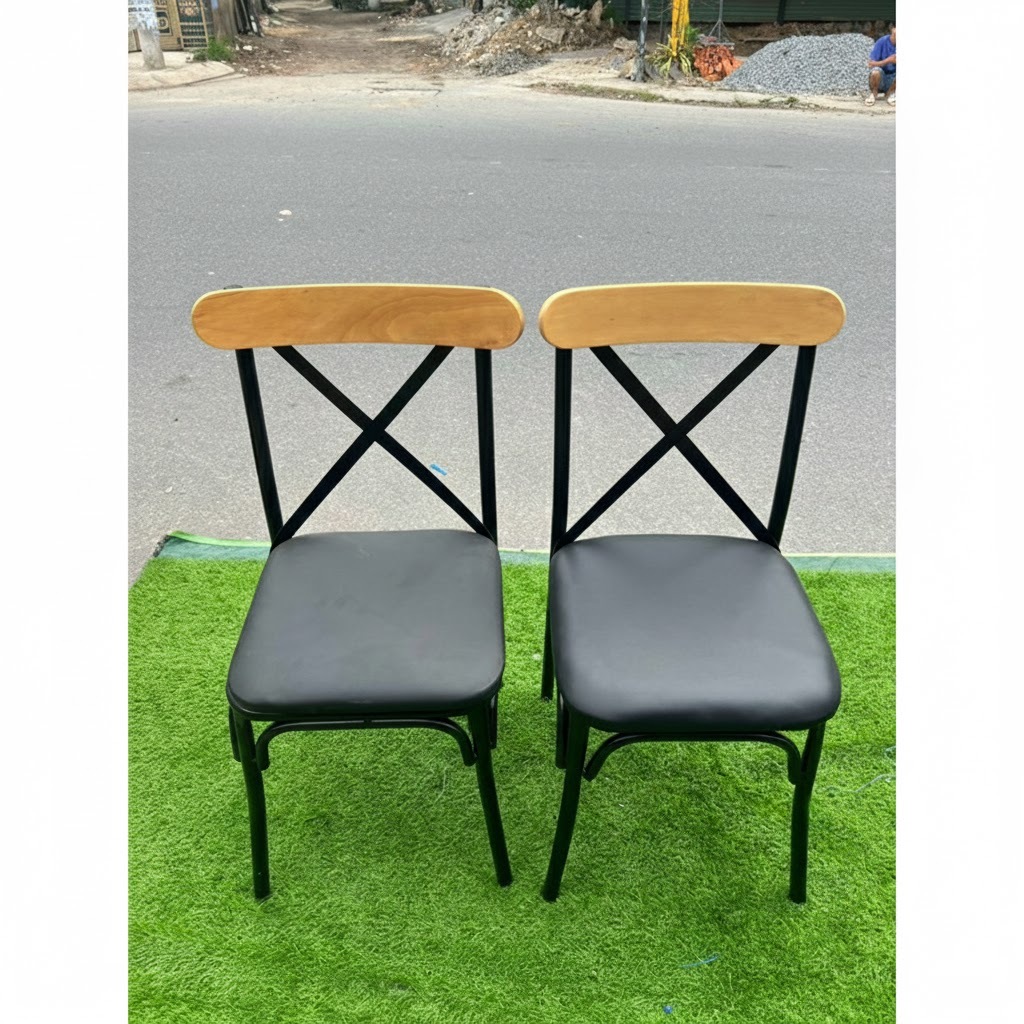 ghế sắt mặt nệm cf giá rẻ ghế chữ x ghế quan ăn quán bia quán cf trà sữa