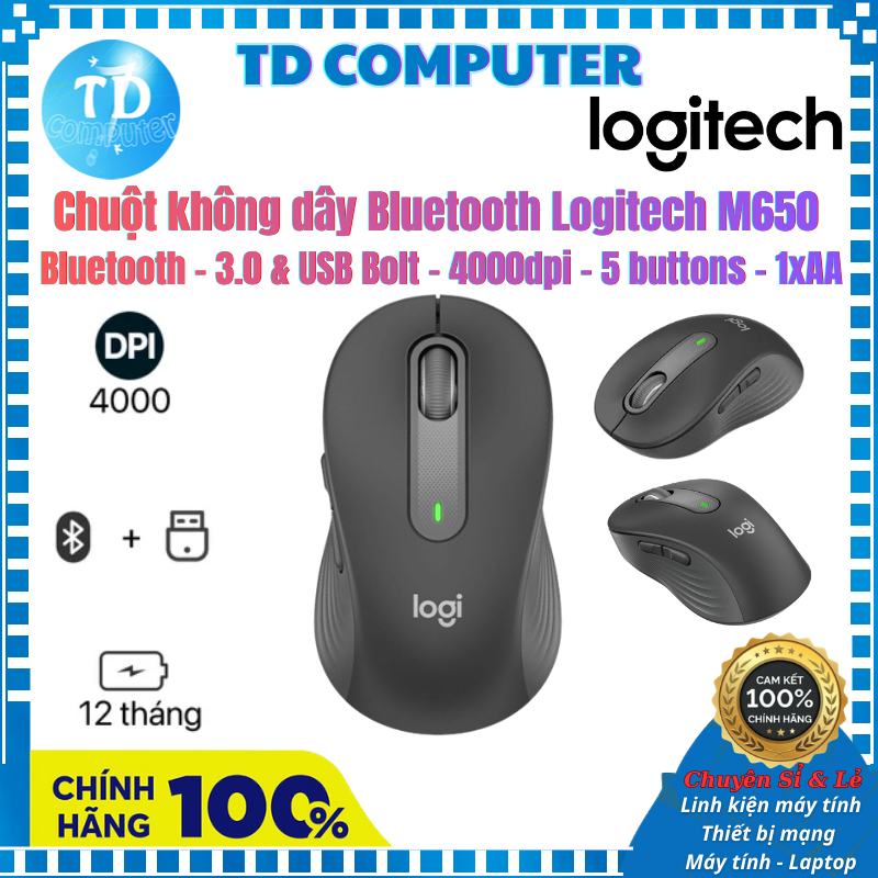 Chuột Không dây Bluetooth Silent Logitech Signature M650 - Hàng chính hãng DigiWorld phân phối