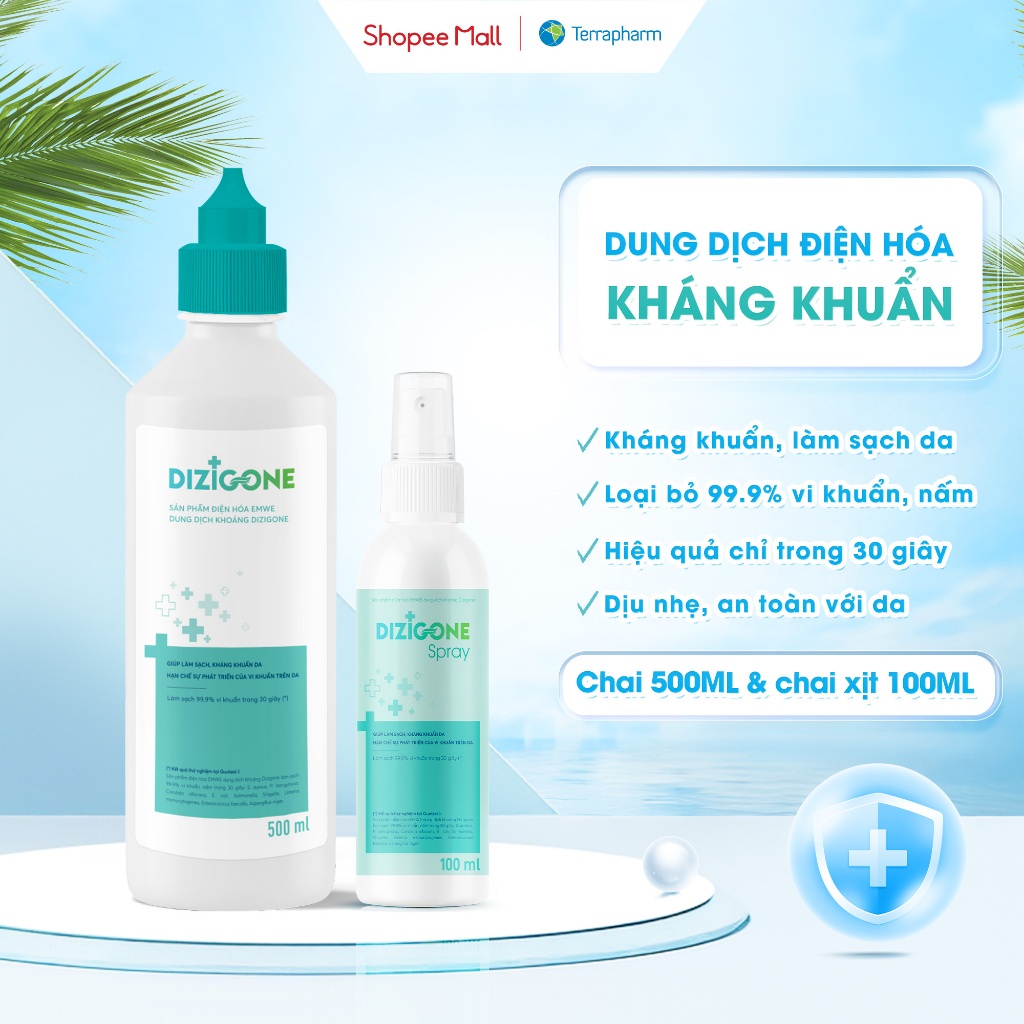 [COMBO] Dung dịch kháng khuẩn DIZIGONE 500ml & Xịt kháng khuẩn DIZIGONE 100ml - Phòng bệnh & Chăm só