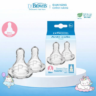 Hộp 2 núm ty Dr.Brown's cổ hẹp Preemie dành cho trẻ sinh non và bú yếu-292