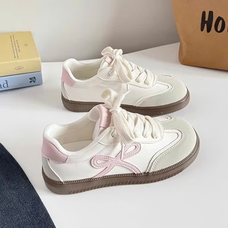 Giày Sneaker Nữ Trắng Hồng Phong Cách Hàn Quốc Đế Cao Su Chống Trượt Đi Học Đi Chơi Thời Trang