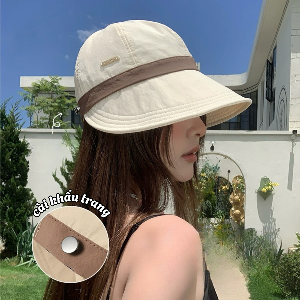 Mũ Chống Nắng Nữ Vành Rộng Phối Viền Thời Trang, Mũ Bucket Chống 99% Tia UV Vải Cotton Cao Cấp | BigBuy360 - bigbuy360.vn