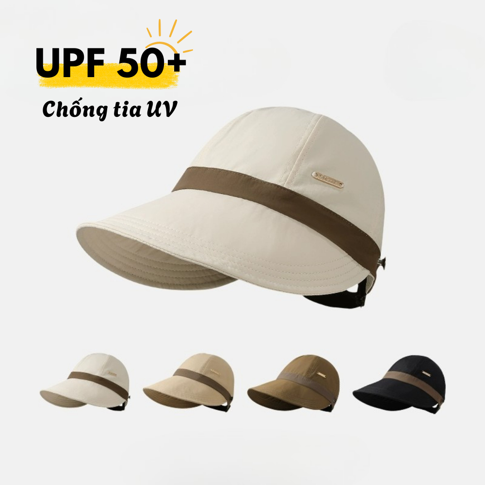 Mũ Chống Nắng Nữ Vành Rộng Phối Viền Thời Trang, Mũ Bucket Chống 99% Tia UV Vải Cotton Cao Cấp | BigBuy360 - bigbuy360.vn