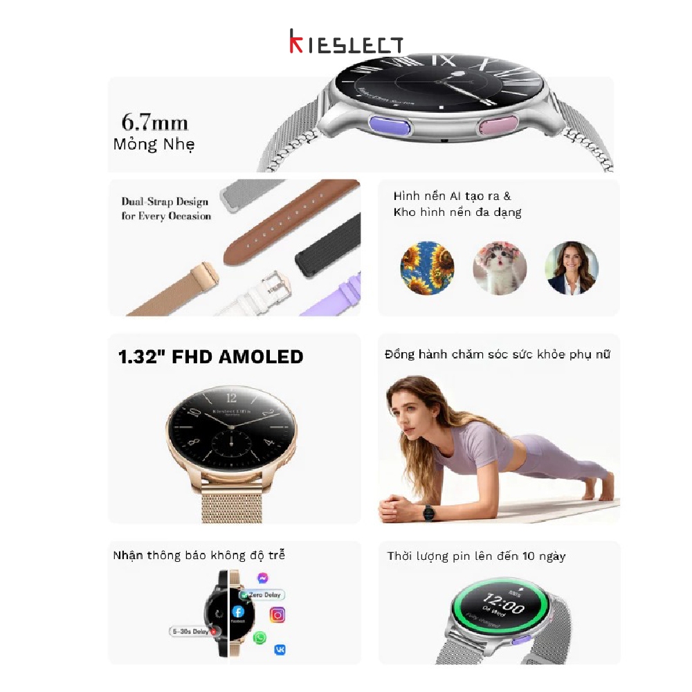 [NEW] Đồng hồ thông minh Kieslect Lady Watch Elfin - 1.32" FHD AMOLED - Nghe gọi Bluetooth - Chính hãng | BigBuy360 - bigbuy360.vn