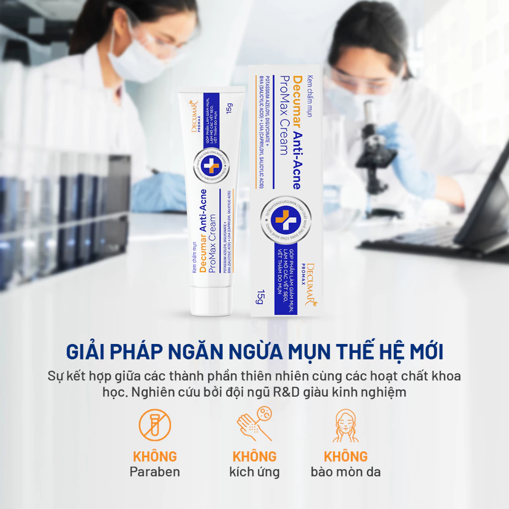 Kem Chấm Giảm Mụn Giảm Sưng Viêm, Mờ Thâm Sẹo Thế Hệ Mới Decumar ProMax Cream 15g - DPM01