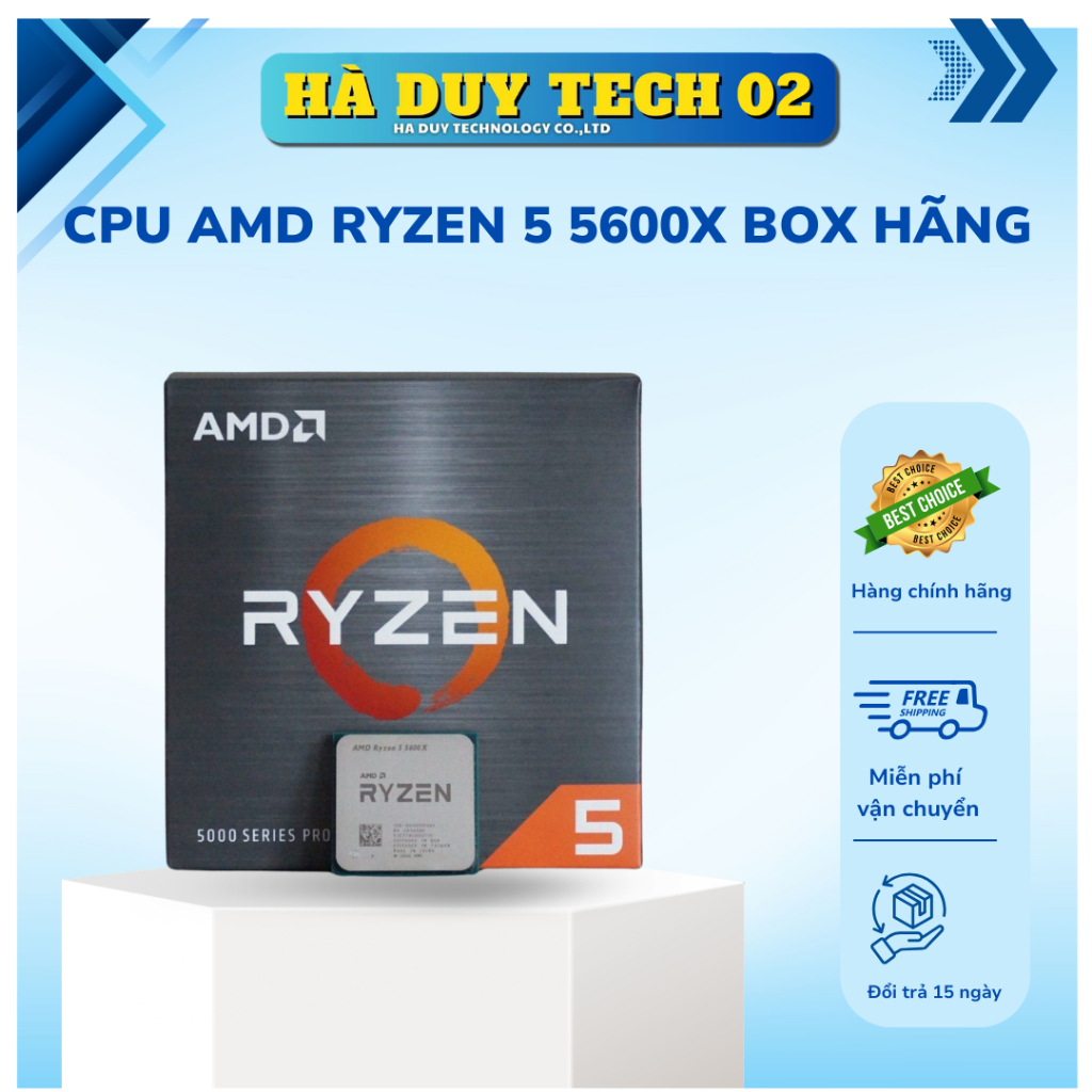 CPU AMD RYZEN 5 5600X BOX HÃNG - Chính Hãng - Bảo Hành 36T - Ha Duy Tech